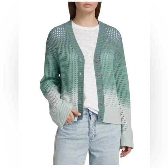 ATM Anthony Thomas Melillo Gradient Open Knit Wool-Blend Cardigan Size M - Picture 1 of 5